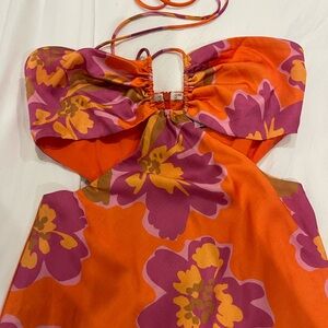 Runaway floral cut out halter midi dress